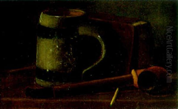 Mug, Pipe And Book Oil Painting by John Frederick Peto