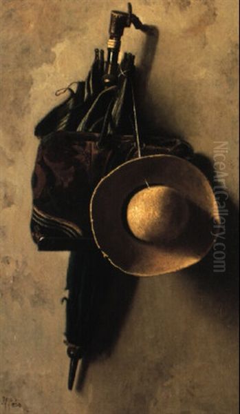 Umbrella, Hat And Carpet Bag Oil Painting by John Frederick Peto