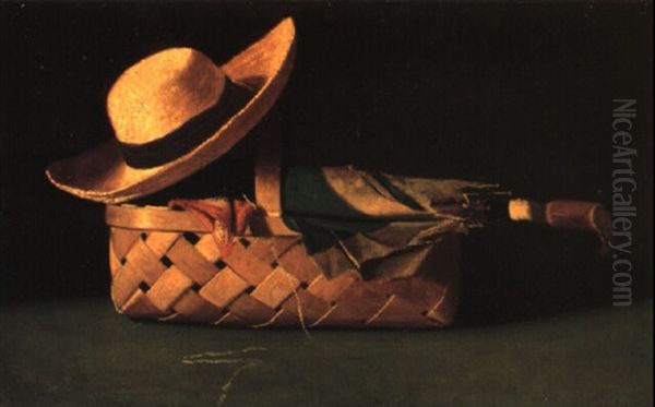 Farmer's Hat, Umbrella And Basket Oil Painting by John Frederick Peto