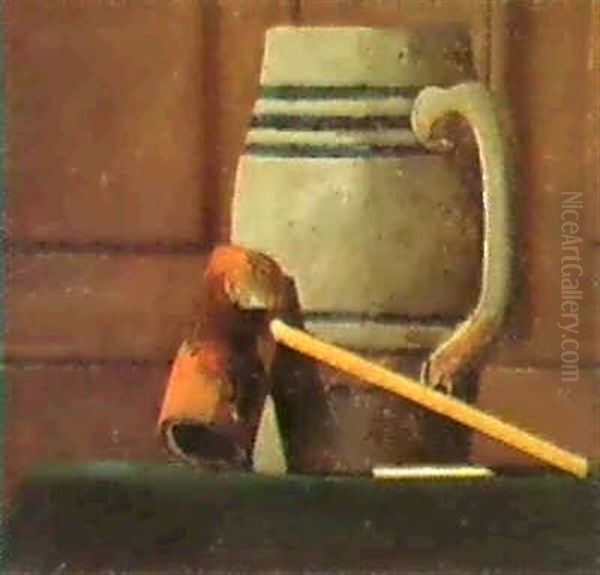 Mug And Pipe On A Table. Oil Painting by John Frederick Peto