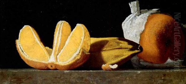 Sustenance, A Still Life With Oranges And A Banana Oil Painting by John Frederick Peto