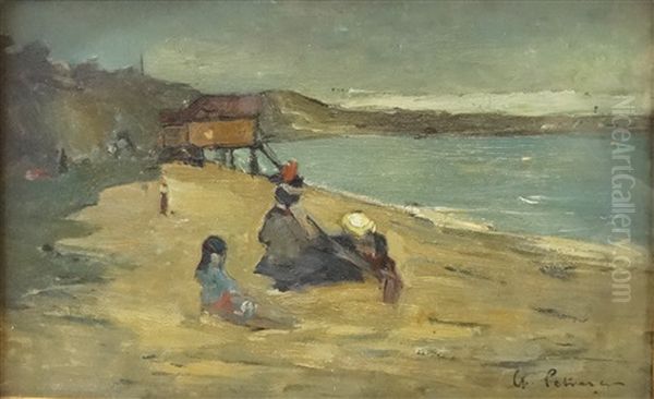 On The Beach At N(?) After The Rain Oil Painting by Gheorghe Petrascu