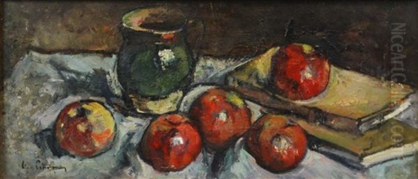 Still Life With Apples And Jug Oil Painting by Gheorghe Petrascu