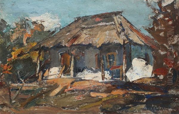 Casa La Tara Oil Painting by Gheorghe Petrascu