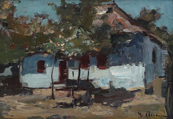 Casa Taraneasca Din Targoviste Oil Painting by Gheorghe Petrascu