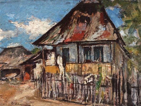 Casa Taraneasca Oil Painting by Gheorghe Petrascu