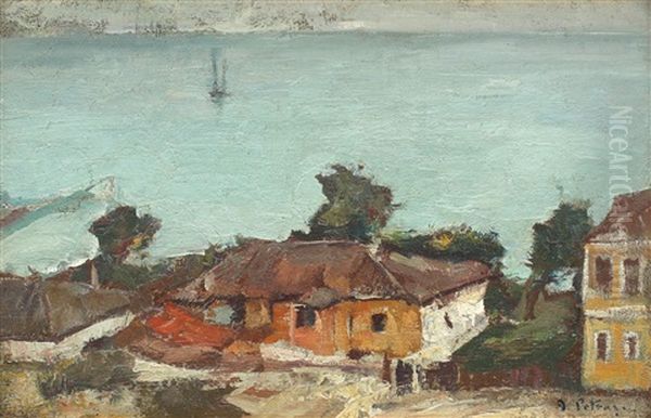 Houses In Constanta Oil Painting by Gheorghe Petrascu