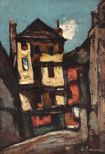 Houses At Morlaix Oil Painting by Gheorghe Petrascu