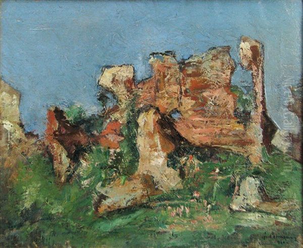 Ruins Of Targoviste Oil Painting by Gheorghe Petrascu