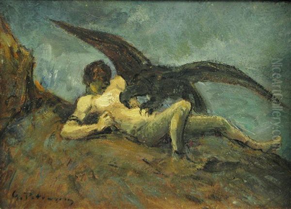 Prometheus (decorative Project) Oil Painting by Gheorghe Petrascu