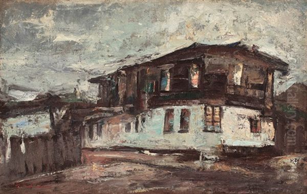 Case La Silistra Oil Painting by Gheorghe Petrascu