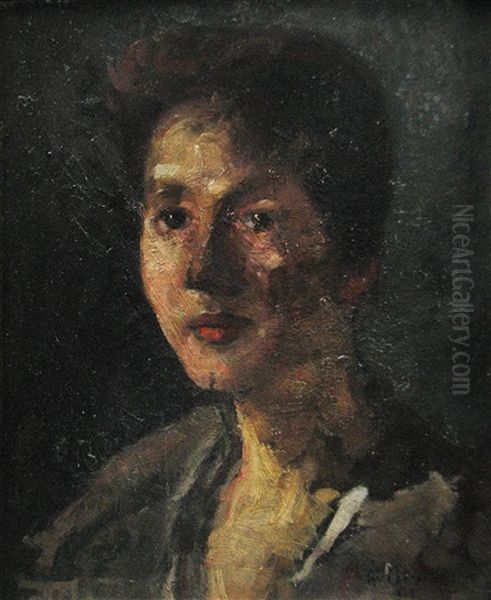 Lucretia's Portrait Oil Painting by Gheorghe Petrascu