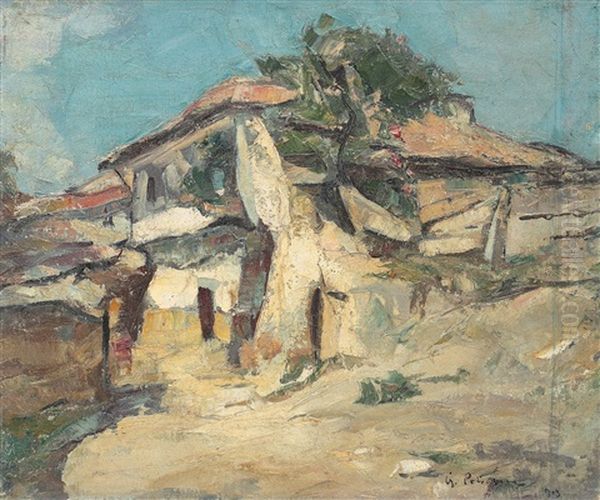 Houses In Silistra Oil Painting by Gheorghe Petrascu