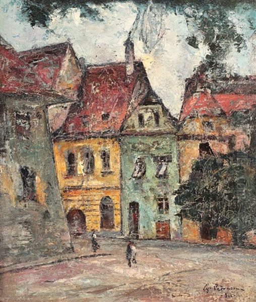 Sighisoara Oil Painting by Gheorghe Petrascu