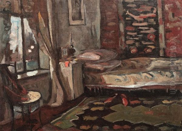 Inside The House In Targoviste Oil Painting by Gheorghe Petrascu