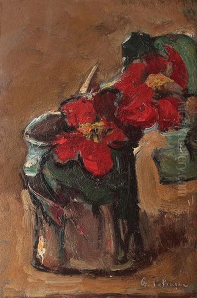 Dog Roses Oil Painting by Gheorghe Petrascu