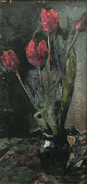 Tulips Oil Painting by Gheorghe Petrascu