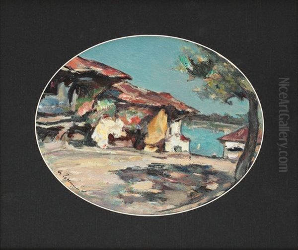 Houses At Silistra Oil Painting by Gheorghe Petrascu