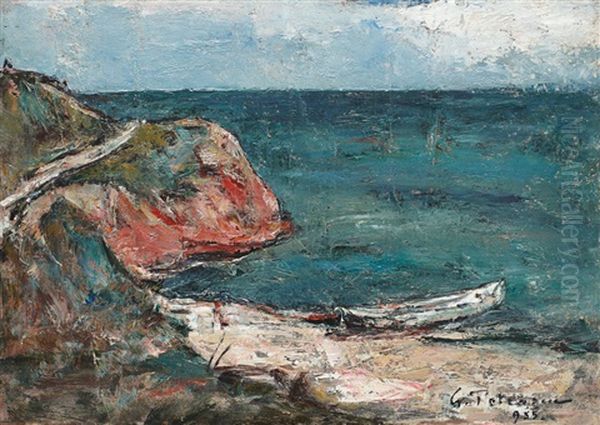 The Sea At Techirghiol Oil Painting by Gheorghe Petrascu