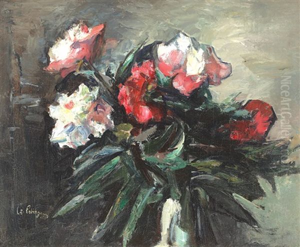 Peonies Oil Painting by Gheorghe Petrascu