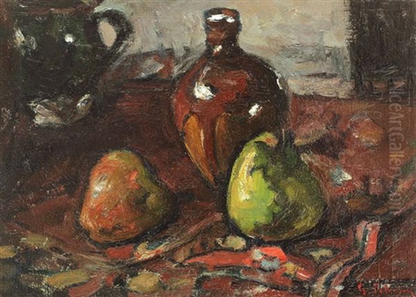 Still Life With Fruits And Jug Oil Painting by Gheorghe Petrascu