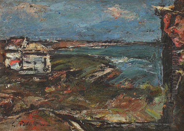 Landscape By The Sea Oil Painting by Gheorghe Petrascu