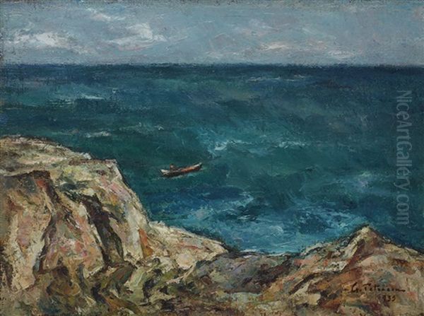 The Sea At Tekirghiol Oil Painting by Gheorghe Petrascu