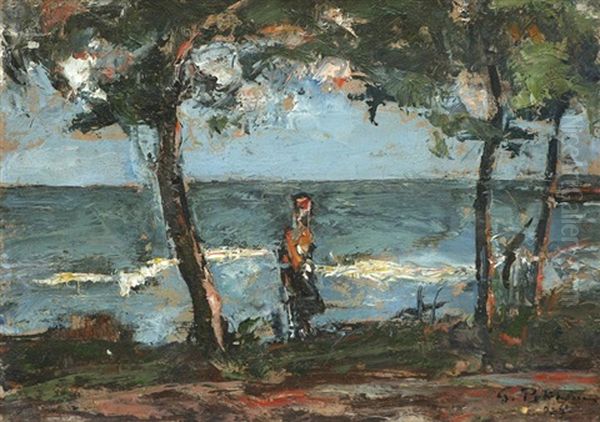 At The Seaside Oil Painting by Gheorghe Petrascu