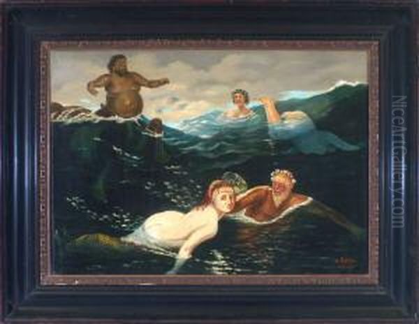 Im Spiel Der Wellen Oil Painting by Carlo Bocklin