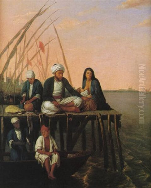 On The Nile Oil Painting by Pierre Mathurin Petraud