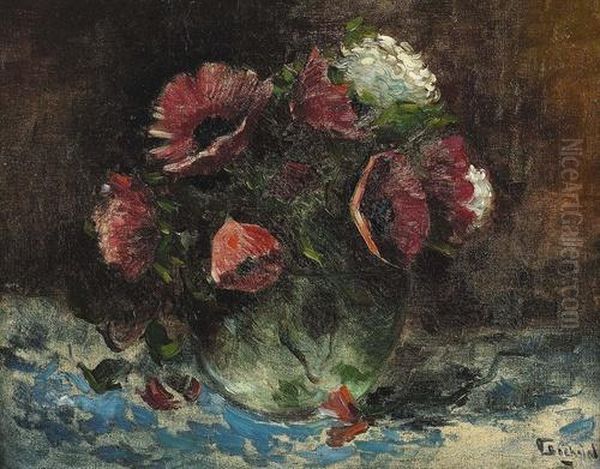 Stillleben Mit Klatschmohn In Bauchiger Vase. Oil Painting by Carlo Bocklin