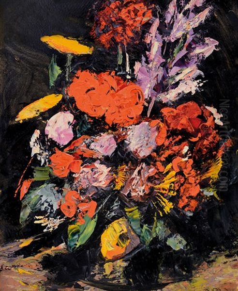 Fiori E Bozzetto (recto-verso) Oil Painting by Vittorio Petrella Da Bologna