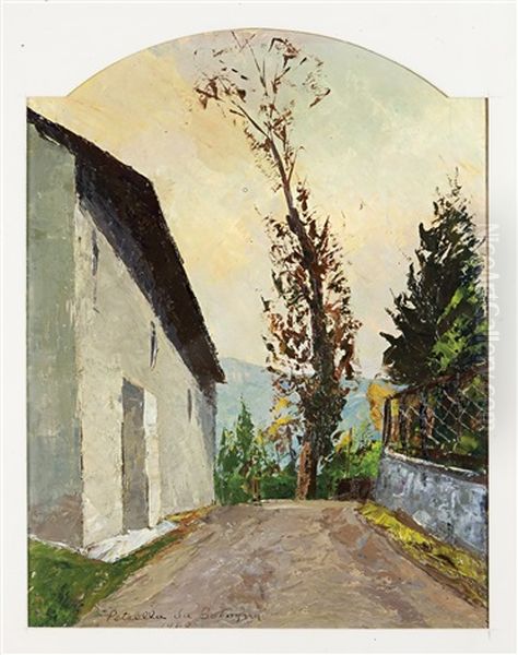 Via Vecchia Per Angrogna- Da Luserna San Giovanni A Torre Pellice Oil Painting by Vittorio Petrella Da Bologna