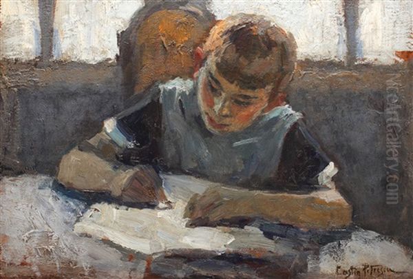 Homework Oil Painting by Costin Petrescu