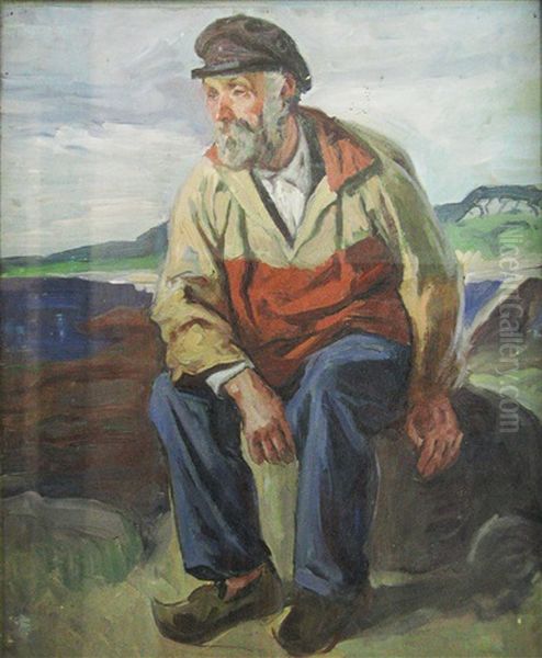 Breton Worker Resting Oil Painting by Constantin Petrescu-Dragoe