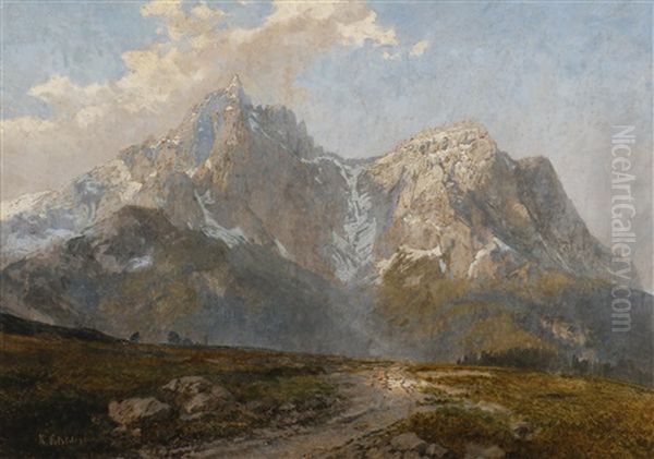 Gebirgslandschaft Oil Painting by Konrad Petrides