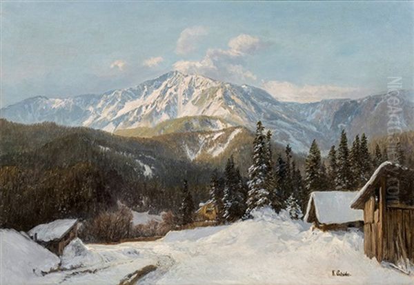 View Of The Schneeberg And Rax Oil Painting by Konrad Petrides