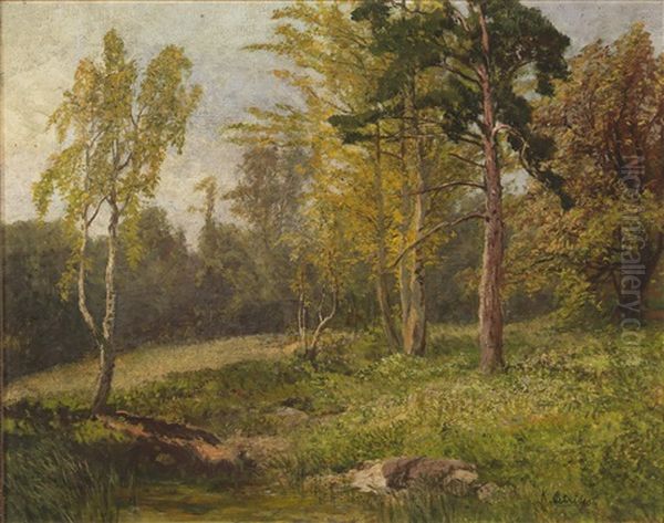 Woodland Landscape Oil Painting by Konrad Petrides