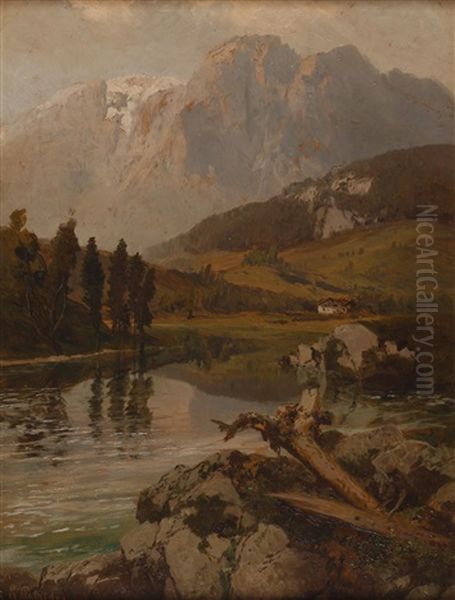 Seelandschaft Im Hochgebirge Oil Painting by Konrad Petrides