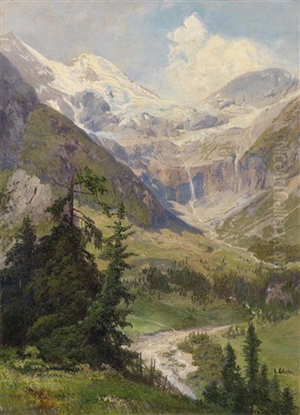 Sommer Im Gebirge, Schmelzender Schnee Oil Painting by Konrad Petrides