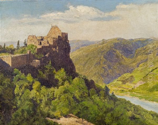 Wachau, Burgruine Aggstein Oil Painting by Konrad Petrides