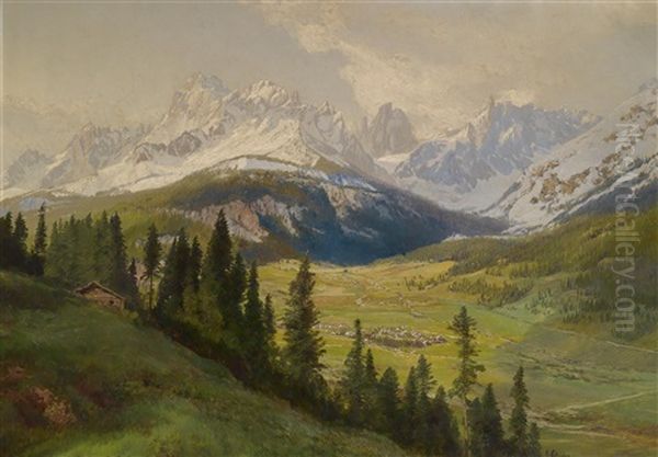 Mittagstal In Osttirol Oil Painting by Konrad Petrides