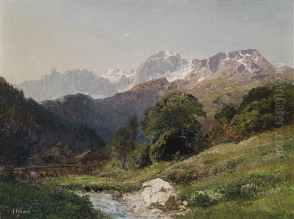 Aus Den Grodner Dolomiten Oil Painting by Konrad Petrides