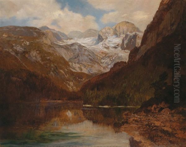 Gosausee Mit Dachstein Oil Painting by Konrad Petrides