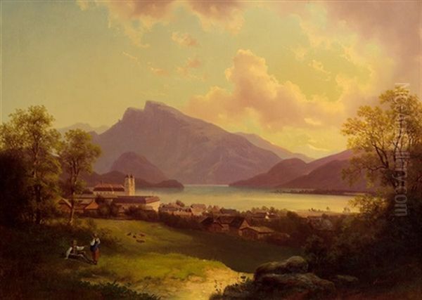 Motiv Vom Mondsee Oil Painting by Konrad Petrides