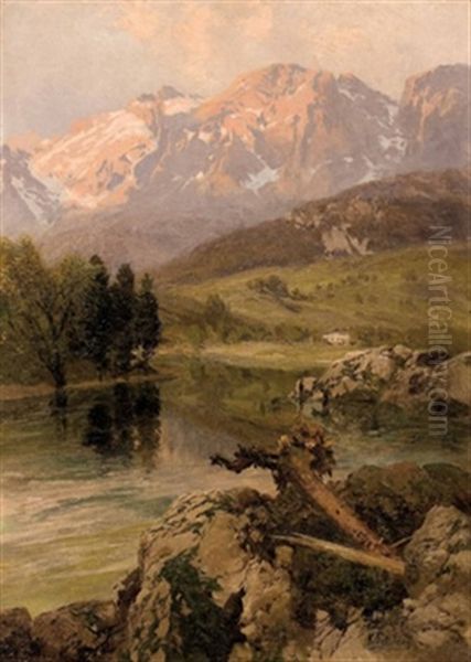 Gebirgssee Oil Painting by Konrad Petrides