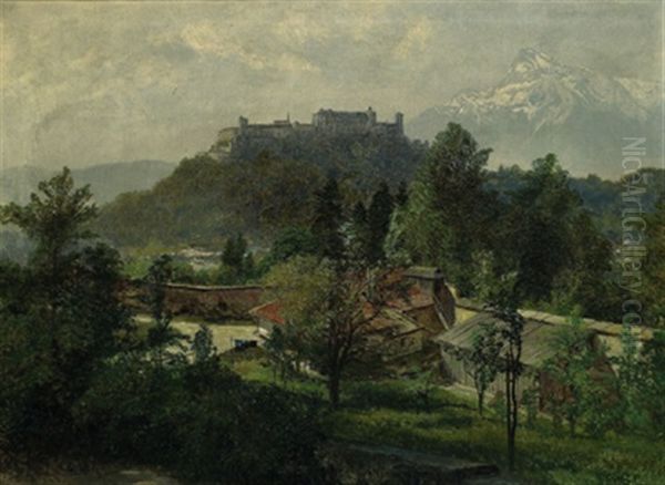 Festung Hohensalzburg Und Untersberg Oil Painting by Konrad Petrides