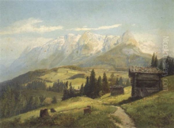 Alpenlandschaft In Osterreich (semmering) Oil Painting by Konrad Petrides