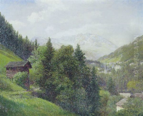 By I Bjergene, Ostrig Oil Painting by Konrad Petrides