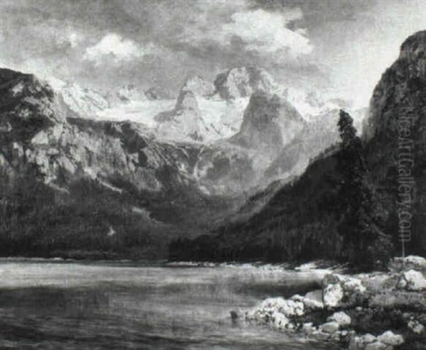 Blick Auf Das Dachsteinmassiv Oil Painting by Konrad Petrides